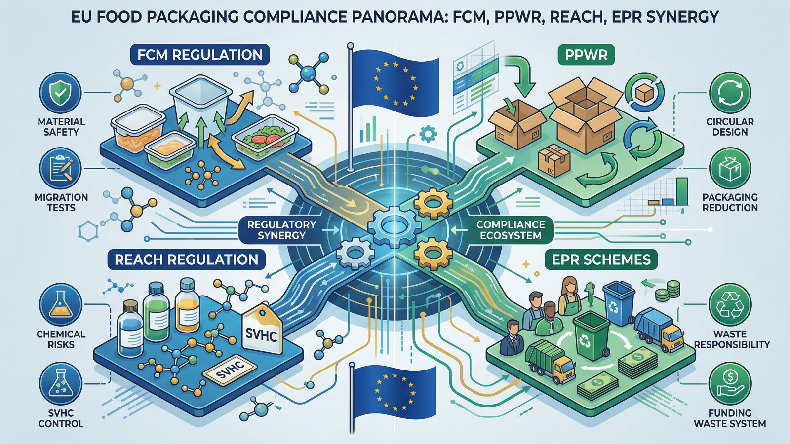 Unterlagen und Verpackungsmuster zur Einordnung von FCM-, PPWR-, REACH- und EPR-Anforderungen