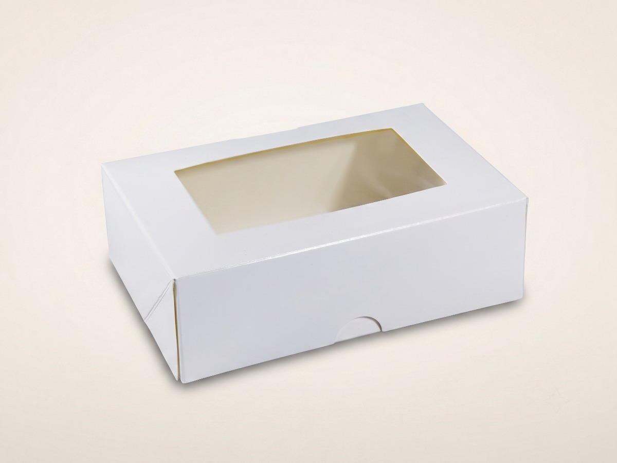One-piece white window food box 15 x 10 x 4.5 cm COD 8434