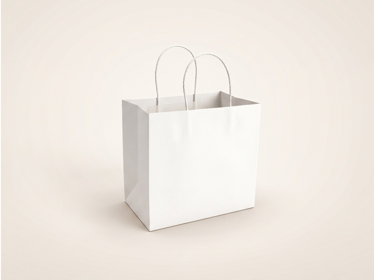 White paper carrier bag with handles S COD 9455